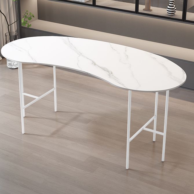 Escritorio de escritura curva glamorosa escritorio de oficina de piedra casera con patas de metal