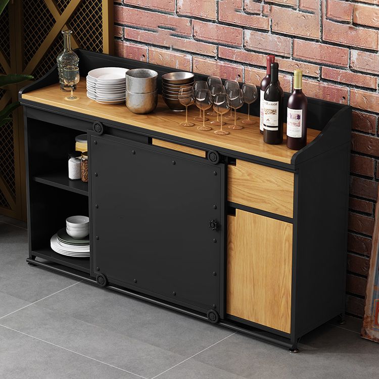 36'' Height Sideboard Table Glam Style Wood Top Cupboard for Living Room Clearhalo 'buffet_sideboard' 'Buffets & Sideboards' 'furn' 'furn_buffet_sideboard' 'Furniture' 'furniture_buffet_sideboard' 'Kitchen & Dining Furniture' 1200x1200_3e1dfce4-6cc8-434f-82c4-71dcb4c591a5