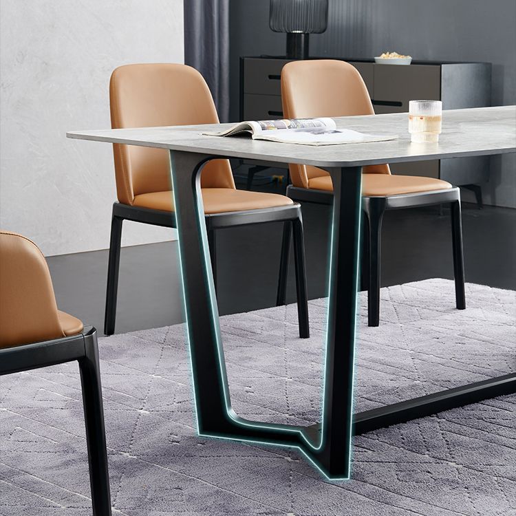 Ensemble de table rectangulaire en pierre agglomérée de style moderne, ensemble de salle à manger 1/4/5 pièces