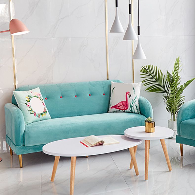 Contemporaneo 34.25 "H divano braccio quadrato in velluto a colore solido per soggiorno