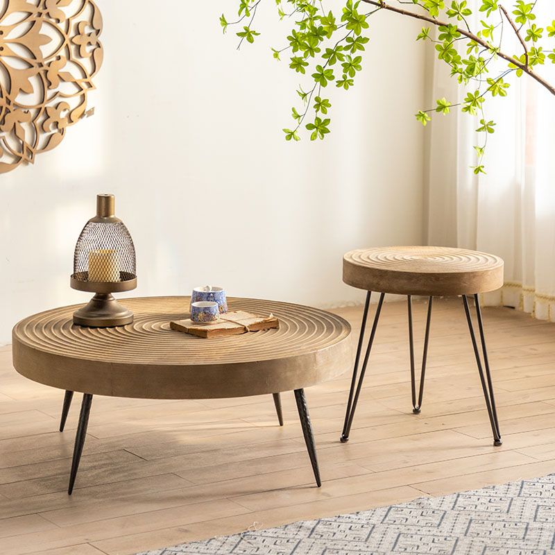 Table basse en bois moderne, Table de Cocktail ronde en forme de dessus pour le salon