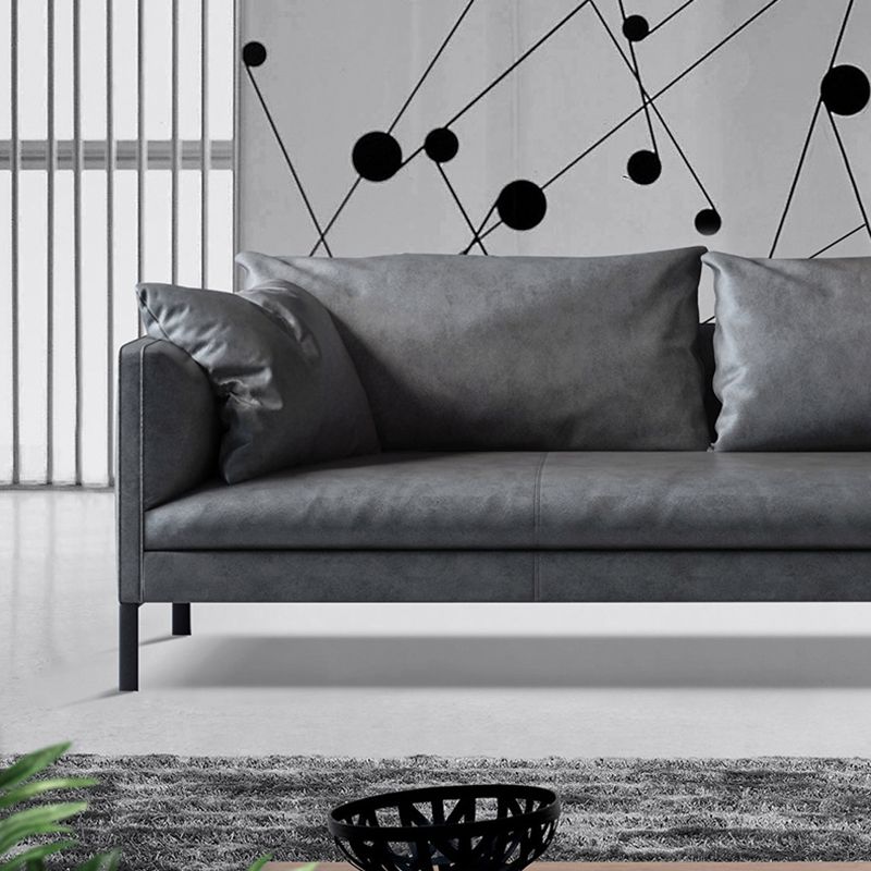 Divano stazionario in pelle grigia/verde divano con smoking a 3 posti con cuscini