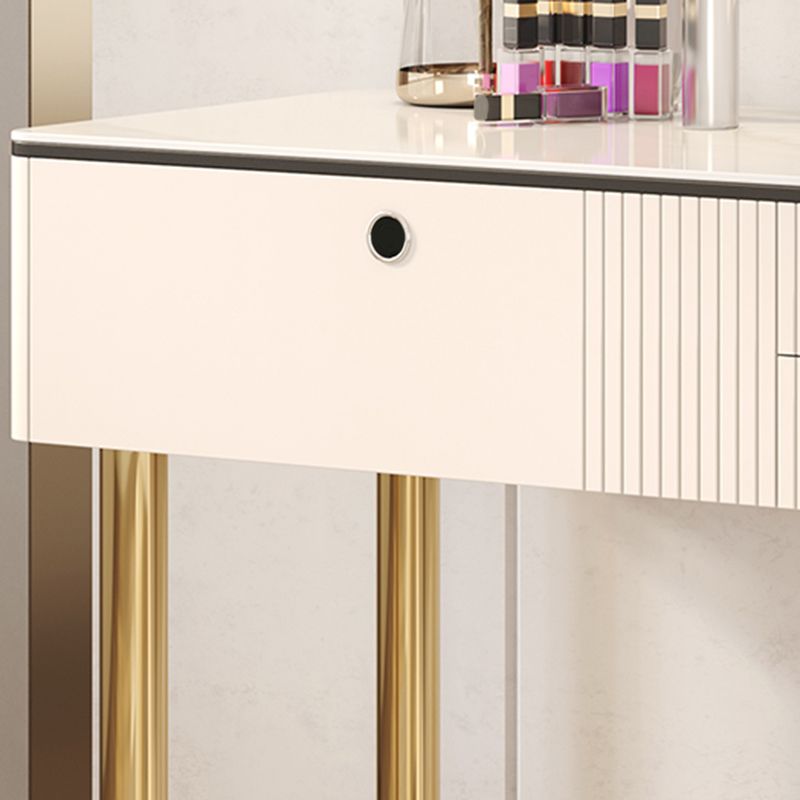 2/3 piezas de tocador, mesa con top de piedra y 4 cajones de almacenamiento, beige