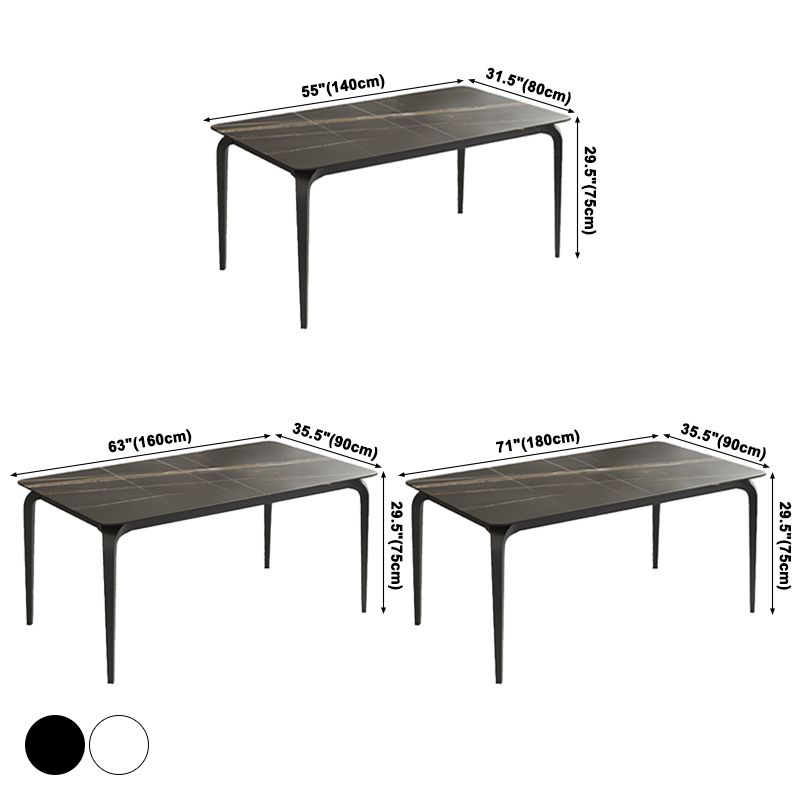 Contemporary Style Sintered Stone Dining Table 4 Legs Carbon Steel Base Rectangle Table for Home Clearhalo ' dining_table' 'Dining Tables & Seating' 'Dining Tables' 'furn' 'furn_dining_table' 'Furniture' 'furniture_dining_table' 'Kitchen & Dining Furniture' 'kitchen&dining_furn' 'kitchen' 'kitchen_dining_table' 1200x1200_3e23ed8a-2c12-4c8a-8a21-5767de5a33e7