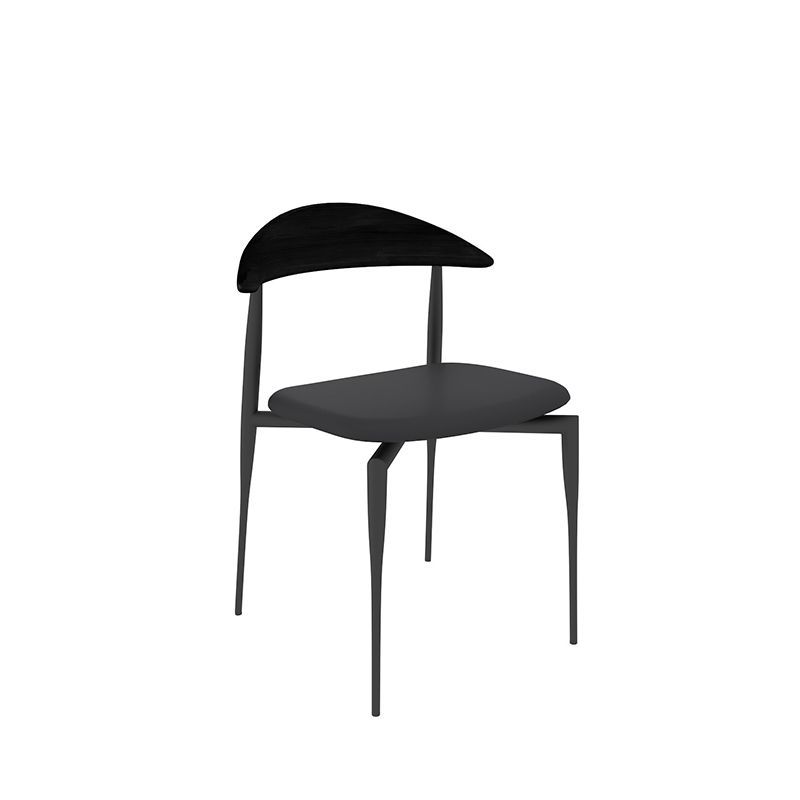 Modern Open Back Dining Chairs Faux Leather Cushion Armless Dining Side Chair