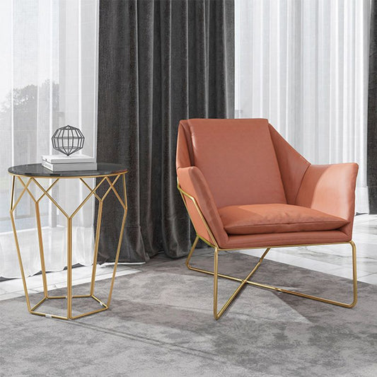 Mid-century Modern 27.56" Wide Fixed Back Cross Base Flared Arms Chair