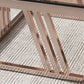2 Nesting Coffee Table Set Slate & Glass Top Square Cocktail Table with Drawers