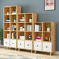 Natural Modern Bookshelf Wood Closed Back Bookcase with Drawer Storage