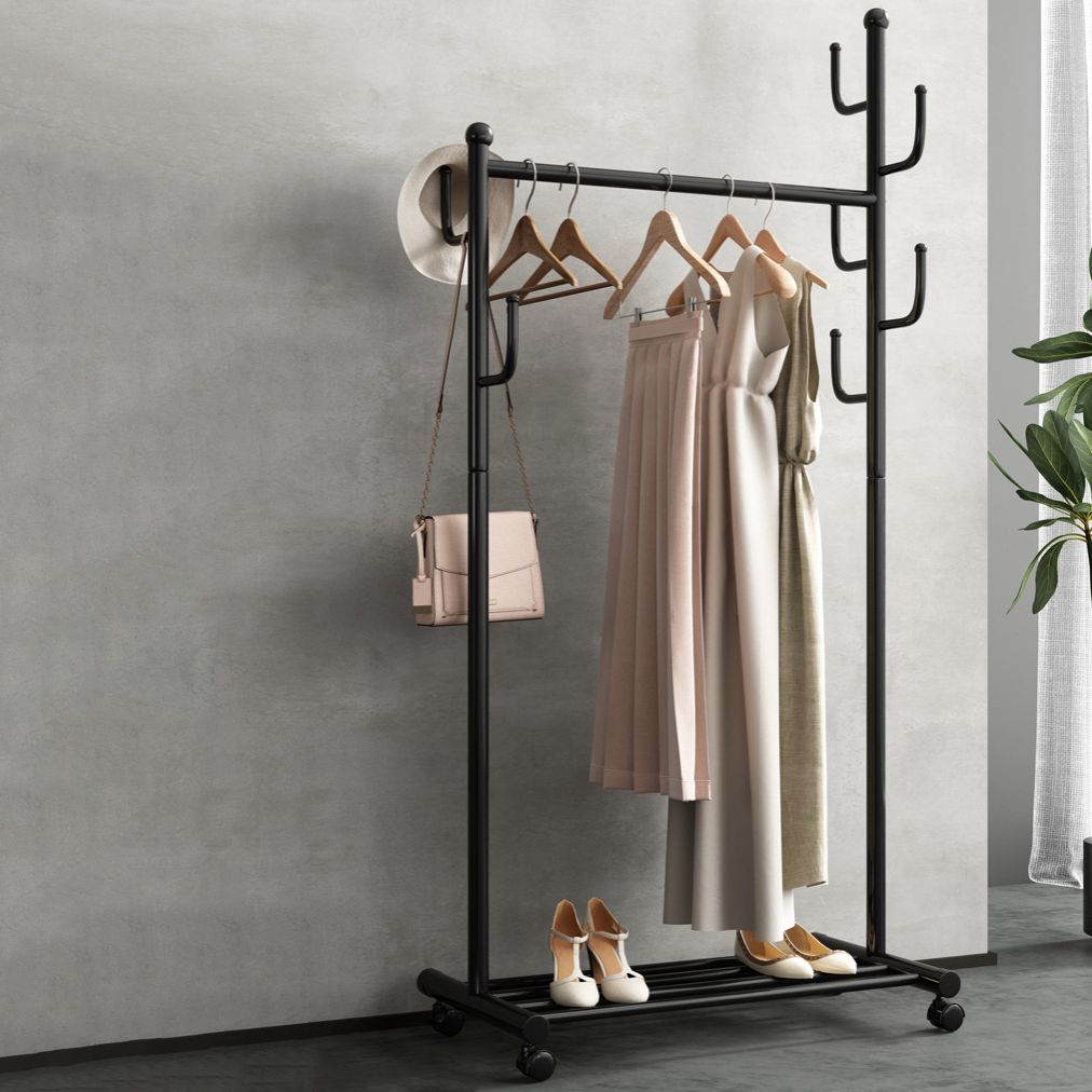 Black and White Steel Armoire Modern Style Cabinet with Clothing Rod Clearhalo 'Armoires & Wardrobes' 'armoires_wardrobes' 'Bedroom Furniture' 'furn' 'furn_armoires_wardrobes' 'Furniture' 1200x1200_3e26bc53-2d04-4b04-ab9d-b9f8a1fc9db0