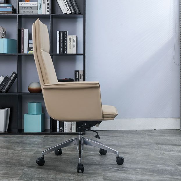 High Back Leather Swivel Office Chair with Chrome Arms Upholstered Task Chair Clearhalo 'furn' 'furn_office_chair' 'Furniture' 'Office Chairs' 'Office Furniture' 'office_chair' 1200x1200_3e2711c6-5d31-4314-b806-f713c445a471