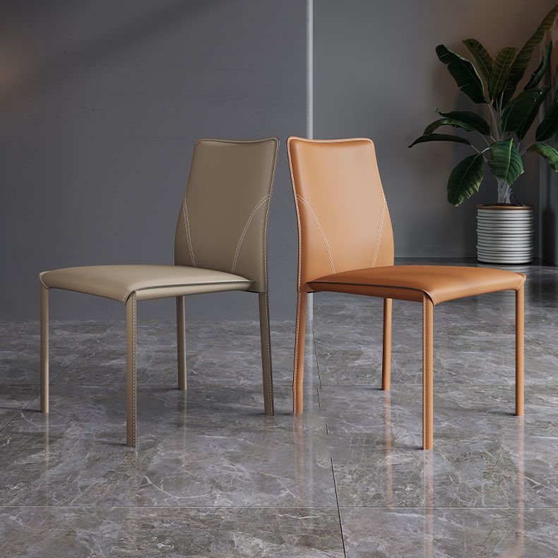Contemporary Design Leather Dining Chair Armless Solid Back Chair for Home Clearhalo 'Dining Chairs' 'Dining Tables & Seating' 'dining_chair' 'furn' 'furn_dining_chair' 'Furniture' 'furniture_dining_chair' 'Kitchen & Dining Furniture' 1200x1200_3e278669-458c-474b-8440-a4401ca3c452