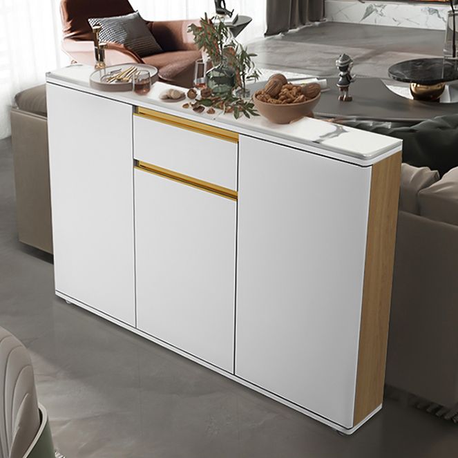 White Modern Server Engineered Wood and Rubber Wood Cabinets with Drawer Clearhalo 'buffet_sideboard' 'Buffets & Sideboards' 'furn' 'furn_buffet_sideboard' 'Furniture' 'furniture_buffet_sideboard' 'Kitchen & Dining Furniture' 1200x1200_3e287de5-3842-42a0-ae0d-95ac9770d4b9