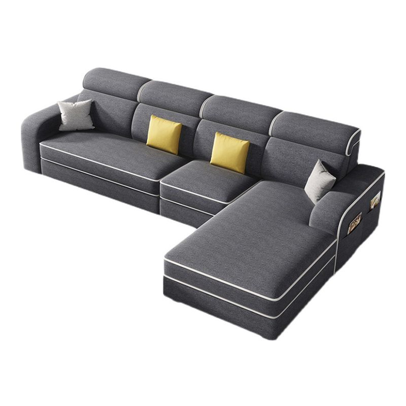 Scandinavo a forma di L sezionale con braccio quadrato e spazio per quattro persone