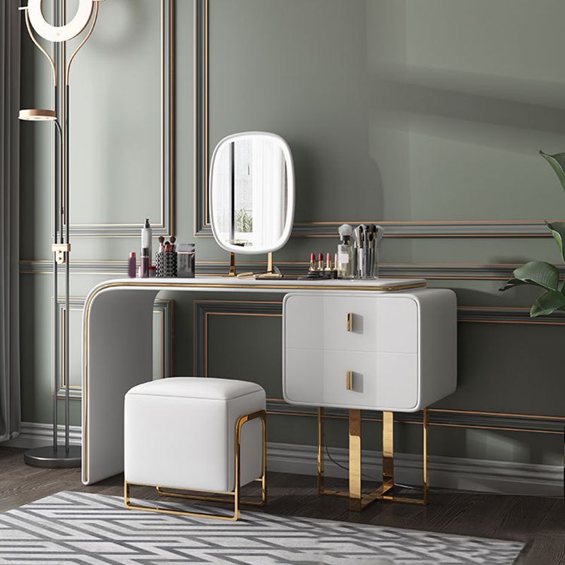 Tavolo da tavolo da vanità in pelle finta 28,7 "h glam 2 cassetti tavolo da trucco vanità