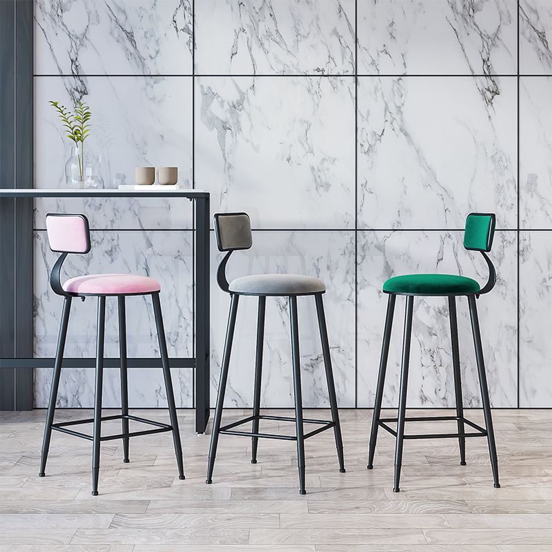 Modern Armless Backrest Counter Stool Iron Cafe Bar Stool with Velvet Cushion and Pedal Clearhalo 'Bar Furniture' 'Bar Stools' 'bar_stools' 'furn' 'furn_bar_stools' 'furniture_bar_stools' 'Kitchen & Dining Furniture' 'kitchen&dining_furn' 'kitchen' 'kitchen_furn' Furniture' 1200x1200_3e32e8e1-53c9-4a11-b82d-92e681aac3a0