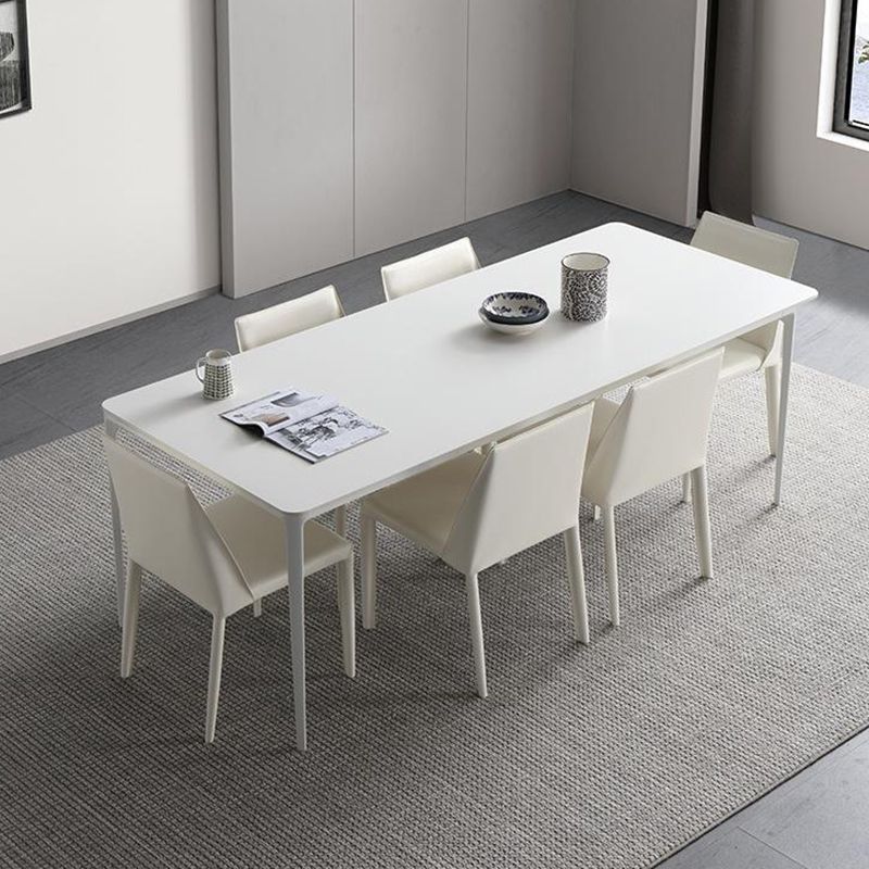 Contemporain 1/4/5/6/7 Pièces chaises de restauration Ensemble de meubles en pierre rectangulaire en blanc