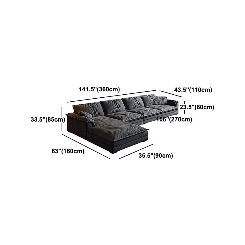 リビングルーム用の枕トップアームを備えた現代の灰色のフェイクレザーソファ