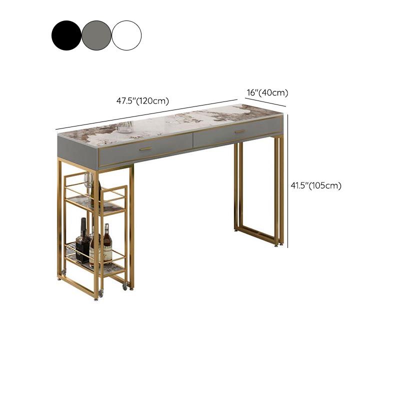 Rectangle Top Table Pub Height Dining Table with Gold Base for Bar Clearhalo 'Bar Furniture' 'Bar Tables' 'bar_tables' 'furn' 'furn_bar_tables' 'Furniture' 'Kitchen & Dining Furniture' 1200x1200_3e39e214-182f-43b2-9362-033c84225540