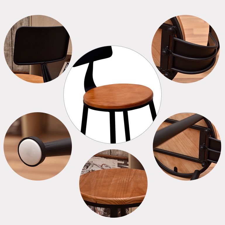1/3 Pieces Industrial Iron Bar Table Set Round Bistro Set with Pine Wood Top