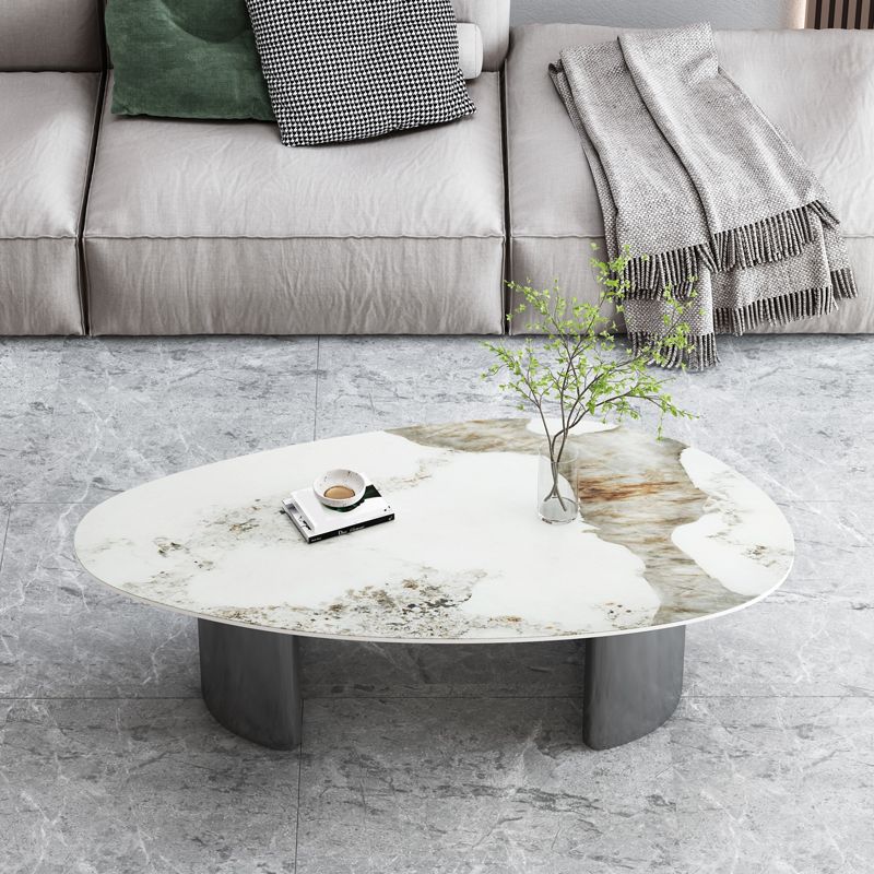 Table basse Glam de 15 po de hauteur, table de cocktail blanche simple en ardoise