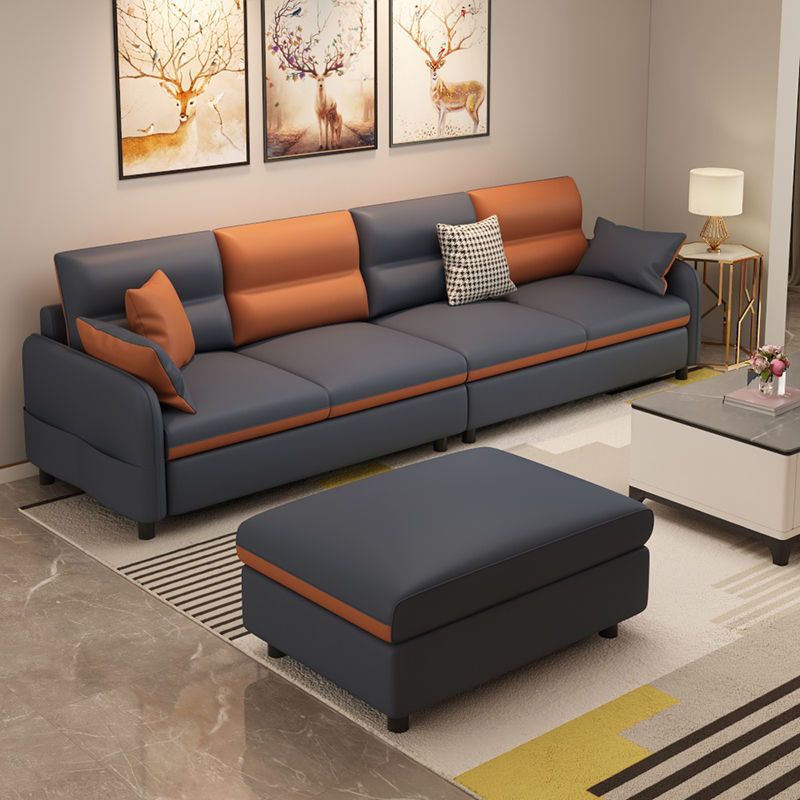 102.4" W √ó 102.4" D √ó 29.53" H Faux Leather Straight Arm Sectional with Stain-Resistant Clearhalo 'Furniture' 'furniture_sectionals' 'Living Room Furniture' 'Sectionals' 1200x1200_3e3bcd2f-e697-491e-aa37-81c959f4c43f