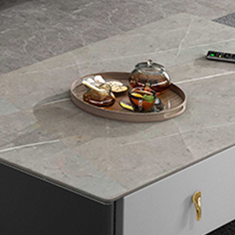 コンテンポラリーカクテルテーブルホワイト4脚ストーントップコーヒーテーブル