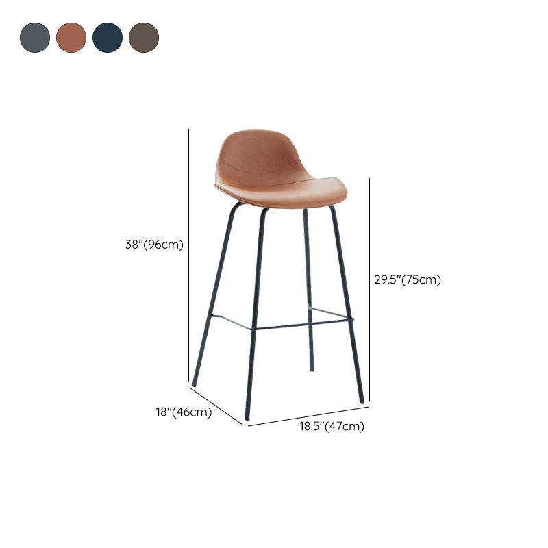 Tabouret de bar moderne en faux cuir, tabouret d'intérieur à dossier bas avec pieds en métal