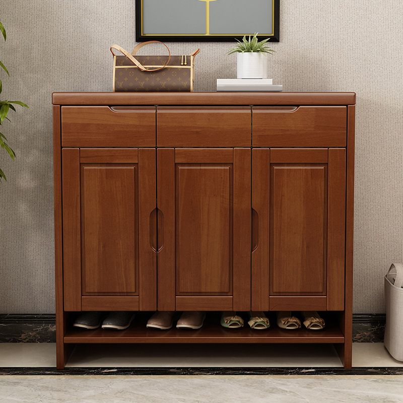 Mid-Century Modern Accent Cabinet Rubberwood 3 - Drawer With Doors Cabinet Clearhalo 'Cabinets & Chests' 'cabinets_chests' 'furn' 'furn_cabinets_chests' 'Furniture' 'Living Room Furniture' 1200x1200_3e3d710c-8251-4be4-80cf-4751b8c12497