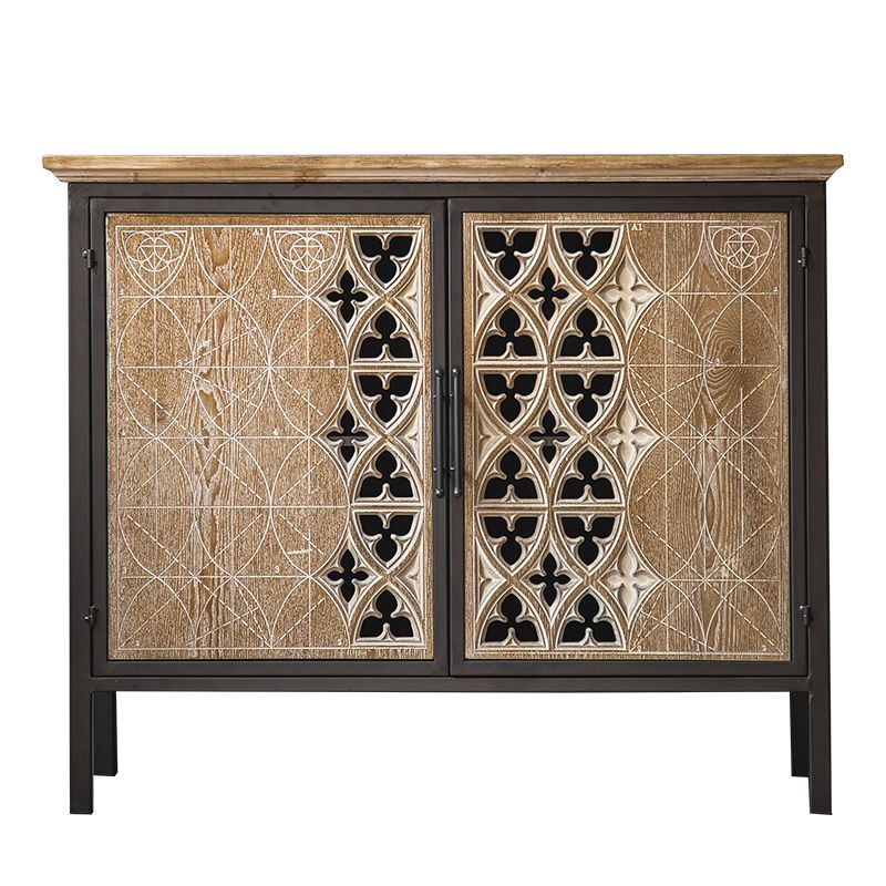 Rectangular Industrial Cabinet Metal and Wood Accent Chest in Natural Clearhalo 'Cabinets & Chests' 'cabinets_chests' 'furn' 'furn_cabinets_chests' 'Furniture' 'Living Room Furniture' 1200x1200_3e3f21e1-1aba-4d17-a4b9-f412ac44628c