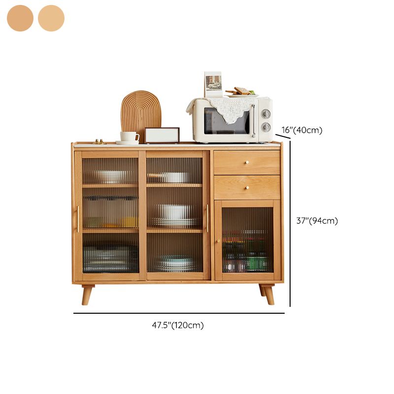 Display scandinavo Porte di faggio in vetro cabine mobile a buffet con porte per soggiorno
