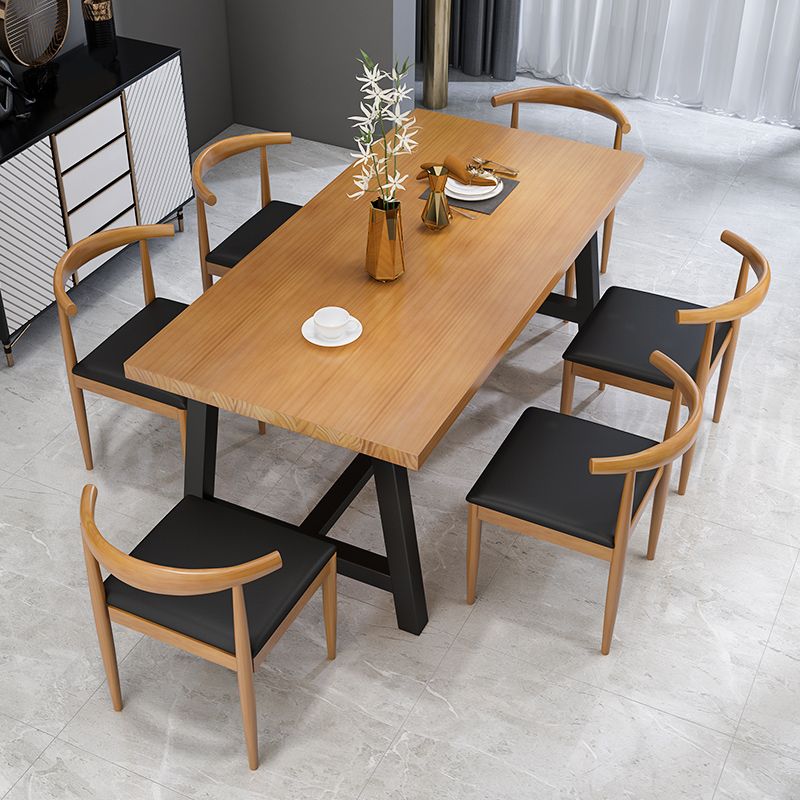 Juego de comedor industrial de 1/2/7 piezas, juego de comedor interior rectangular de madera maciza
