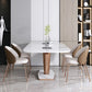 Modern Sintered Stone Dining Table Set 1/2/3/5/7 Pieces Dining Set with Pedestal Base Clearhalo 'Dining Room Sets' 'Dining Tables & Seating' 'dining_room_set' 'furn' 'furn_dining_room_set' 'Furniture' 'Kitchen & Dining Furniture' 1200x1200_3e413839-4806-4f2d-b643-e60a235f2ea8