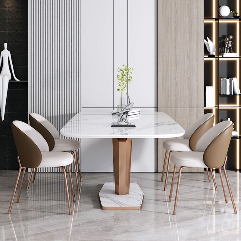 Modern Sintered Stone Dining Table Set 1/2/3/5/7 Pieces Dining Set with Pedestal Base Clearhalo 'Dining Room Sets' 'Dining Tables & Seating' 'dining_room_set' 'furn' 'furn_dining_room_set' 'Furniture' 'Kitchen & Dining Furniture' 1200x1200_3e413839-4806-4f2d-b643-e60a235f2ea8