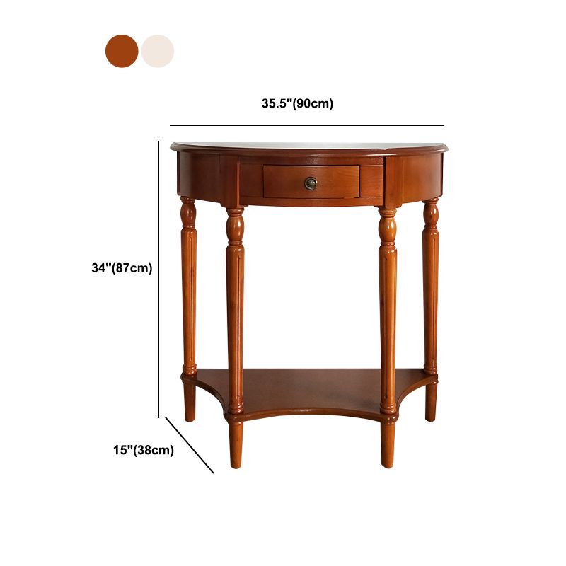 Tavolo da console in legno gommoso Tavolo accento in legno con cassetto e scaffale