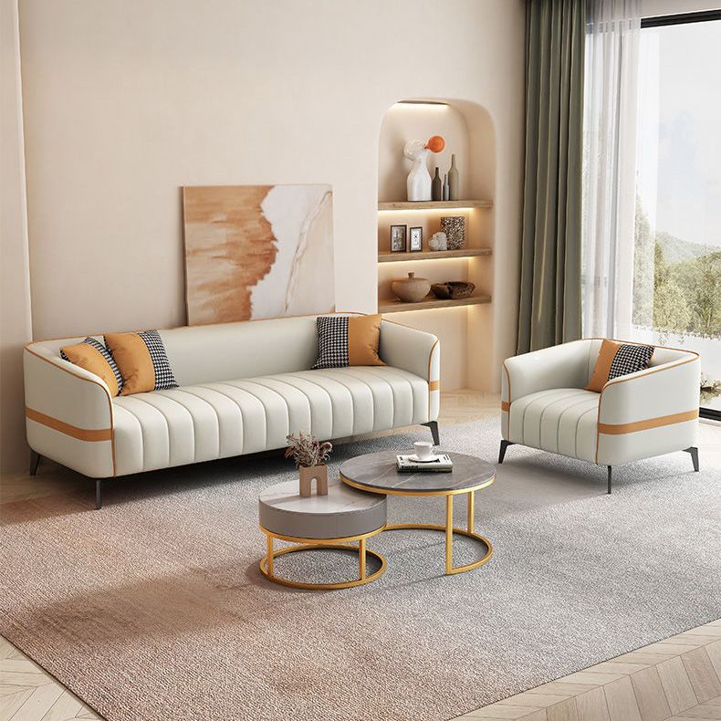 Contemporary Stain Resistant Sofa with Tight Back and Tuxedo Arm