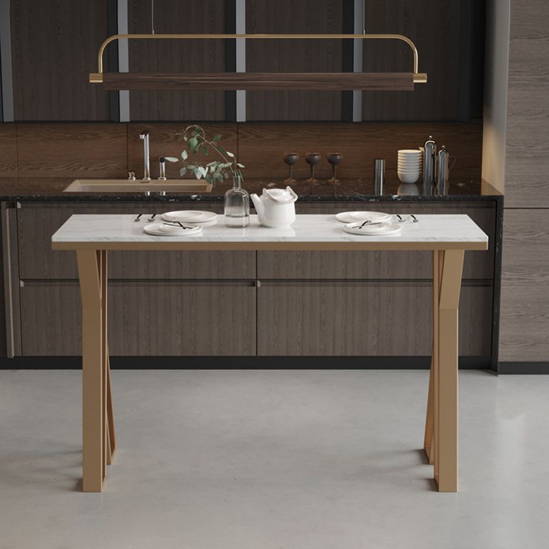 Sintered Stone Top Rectangle Bar Table Luxurious Pub Table with Double Pedestal Clearhalo 'Bar Furniture' 'Bar Tables' 'bar_tables' 'furn' 'furn_bar_tables' 'Furniture' 'Kitchen & Dining Furniture' 1200x1200_3e44c102-e085-48bd-971b-618ac77df5a9