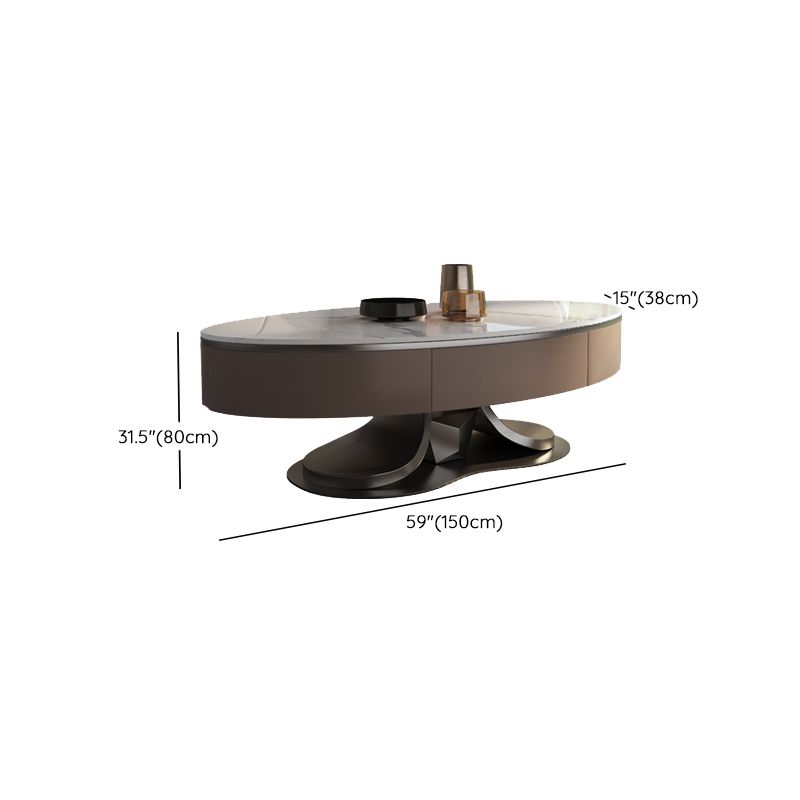 Glam Stone Single Coffee Table Pedestal Coffee Cocktail Table with Storage Drawers Clearhalo 'Coffee & Accent Tables' 'Coffee Tables' 'coffee_tables' 'furn' 'furn_coffee_tables' 'Furniture' 'Living Room Furniture' 1200x1200_3e44c883-c48e-4cf2-9925-10a753f6bc41