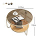 17.72" Tall Contemporary Style Cocktail Table Glass Top Round Coffee Table