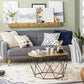 Contemporary Solid Wood Coffee Table with Round Top and Metal Base