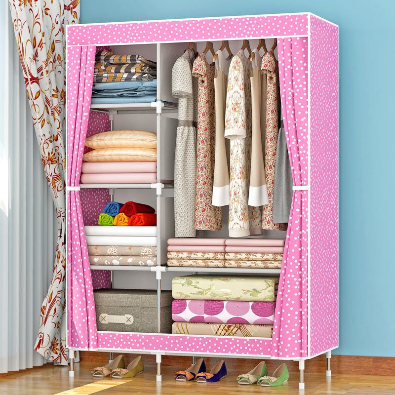 Metal Frame Home Wardrobe Modern Style Wardrobe Armoire with Shelves Clearhalo 'Armoires & Wardrobes' 'armoires_wardrobes' 'Bedroom Furniture' 'furn' 'furn_armoires_wardrobes' 'Furniture' 1200x1200_3e47eed4-ed7a-43a1-992b-ba319604d84d