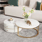Round Coffee Table Slate Frame Nesting Coffee Table Set with Drawer Clearhalo 'Coffee & Accent Tables' 'Coffee Tables' 'coffee_tables' 'furn' 'furn_coffee_tables' 'Furniture' 'Living Room Furniture' 1200x1200_3e4871f9-1842-4f56-b37b-0ac9f6b91053