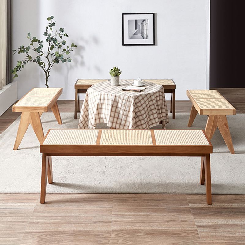 Tropical Solid Wood Bench Rattan X-Leg Dining Room Bench/low Stool Clearhalo 'Benches' 'Chairs & Seating' 'furn' 'furn_benches' 'Furniture' 'Living Room Furniture' 1200x1200_3e4e3197-ab2c-4fcf-a635-bd6c012a49a4