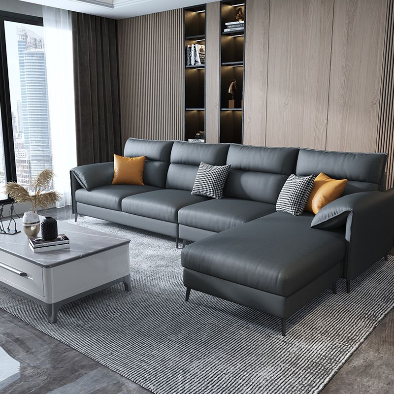 Nordic Cushions Stationary Sectional Faux Leather Living Room Pillow Top Arm Seating