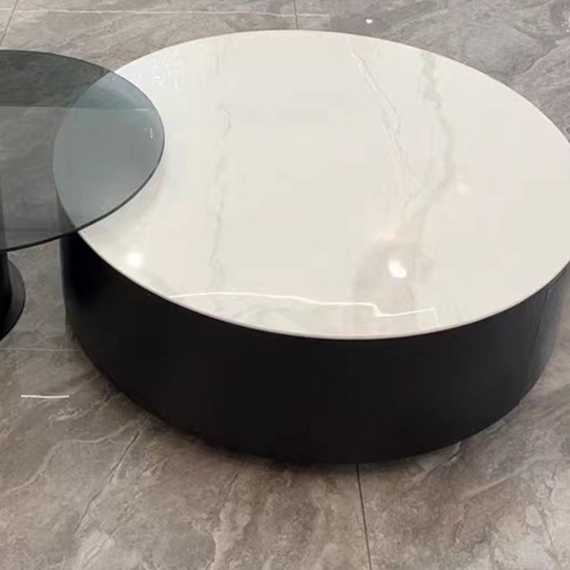 Round Stone Coffee Table Pedestal Nesting Coffee Table Set with Drawer Clearhalo 'Coffee & Accent Tables' 'Coffee Tables' 'coffee_tables' 'furn' 'furn_coffee_tables' 'Furniture' 'Living Room Furniture' 1200x1200_3e53103c-5cbf-4d5f-a65f-42d3fb55530b