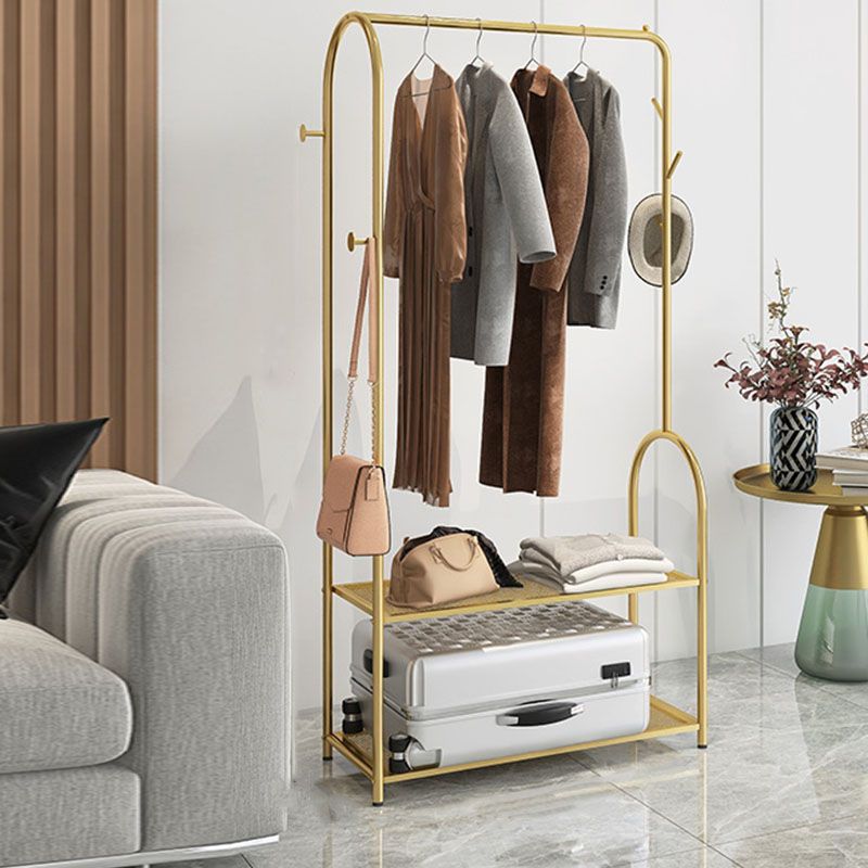 Contemporary Metal Coat Hanger Free Standing Coat Rack with Shelves Shelving Clearhalo 'Entry & Mudroom Furniture' 'furn' 'furn_hall_tree_coat_racks' 'Furniture' 'Hall Trees & Coat Racks' 'hall_tree_coat_racks' 1200x1200_3e535961-2740-4ff3-ab30-c8c0bbff9203