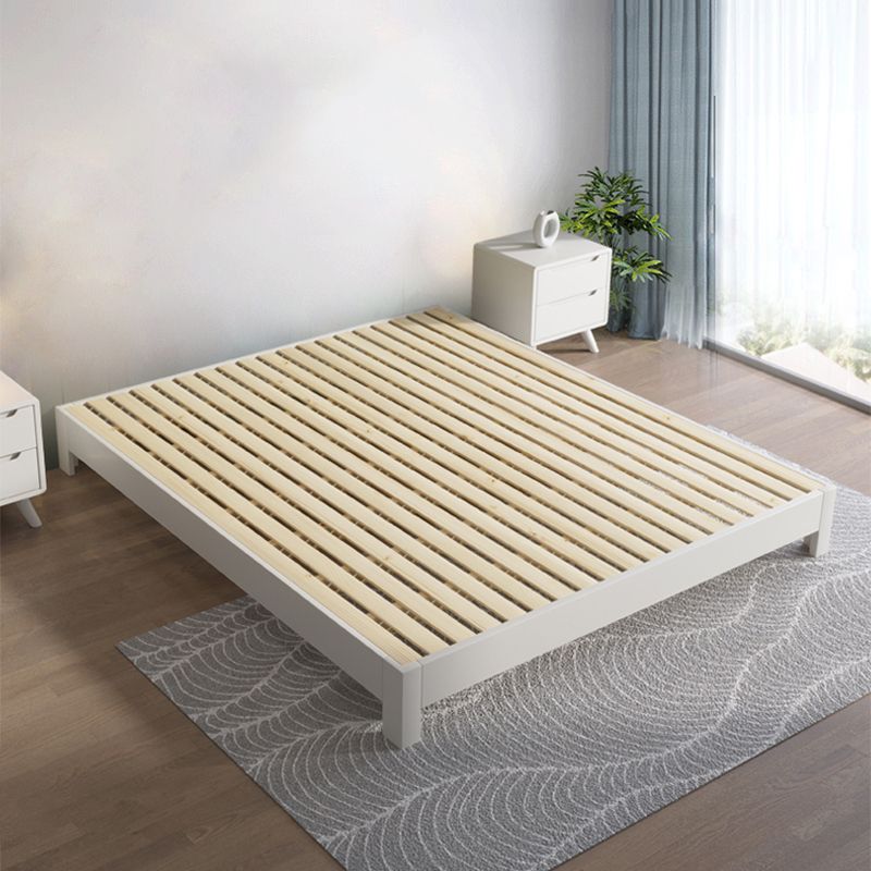 Modern White Platform Bed Solid Wood Platform Bed Frame with Headboard Clearhalo 'Bedroom Furniture' 'Beds' 'furn' 'furn_beds' 'Furniture' 1200x1200_3e54f445-1847-40f9-be2c-541f14ce5465