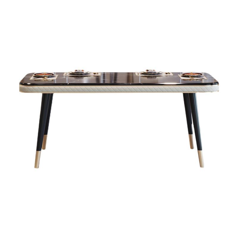 Glossy Black Dining Table Set 1/2/5/7 Pieces Metal Dinette Set with Faux Leather Chairs