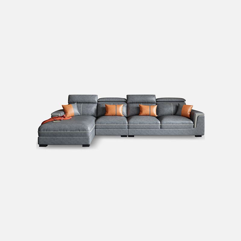 Dark Gray Faux Leather Sectional Sofa Stain-Resistant Sofa for Living Room