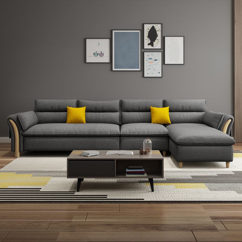 35.43" Tall Modern Linen Sectional Flared Arm Sectional for Living Room Clearhalo 'furn' 'furn_sectionals' 'Furniture' 'Living Room Furniture' 'Sectionals' 1200x1200_3e5dfdf6-5c90-47b9-aa69-23a0e4c5a5d4