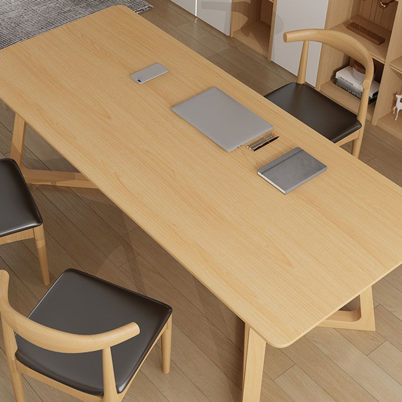 Solid Wood Top Dining Table Traditional Luxury Table with Pine Wood Sled Base Clearhalo 'Dining Tables & Seating' 'Dining Tables' 'dining_table' 'furn' 'furn_dining_table' 'Furniture' 'furniture_dining_table' 'Kitchen & Dining Furniture' 'kitchen' 'kitchen_dining_table' 1200x1200_3e5e9076-23e7-43cc-b906-9bdd63d72b1c